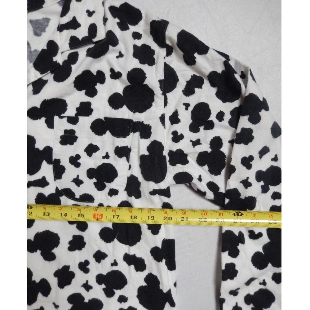 Disney Store Mickey Mouse Flannel Pajama Top Button Down White Black Medium NWT - Picture 5 of 5